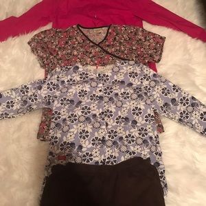 Three scrub tops